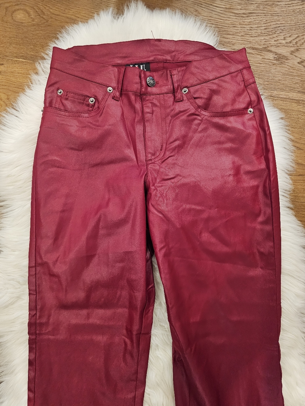 Vintage Low Rise Red Wine Coated Straight Leg Pants - Picture 2 of 9